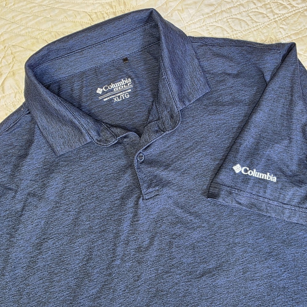 Columbia Omni-Wick‎ Chipper Polo Shirt Men's XL Blue Heather Performance Golf